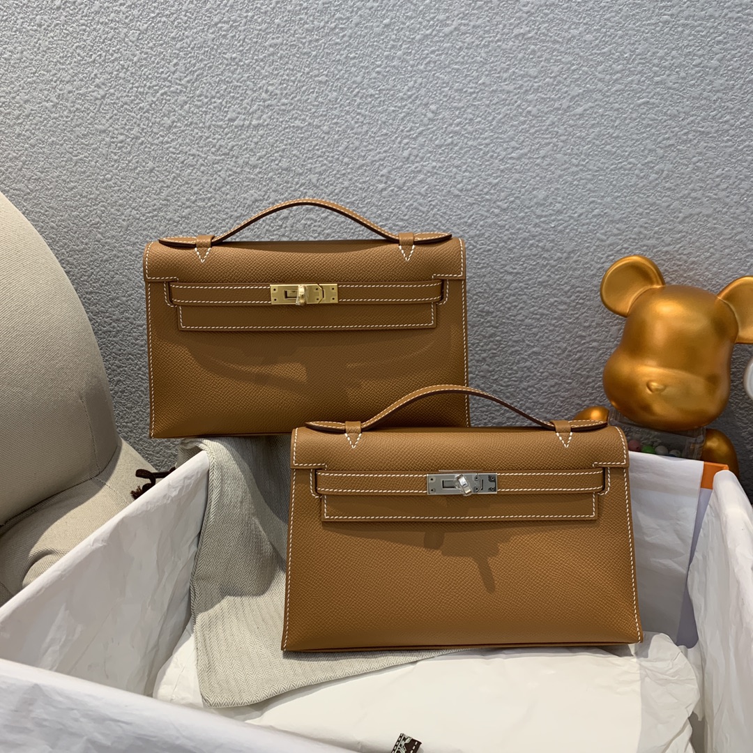 에르메스 미니 켈리백22 골드브라운 은장 앱송